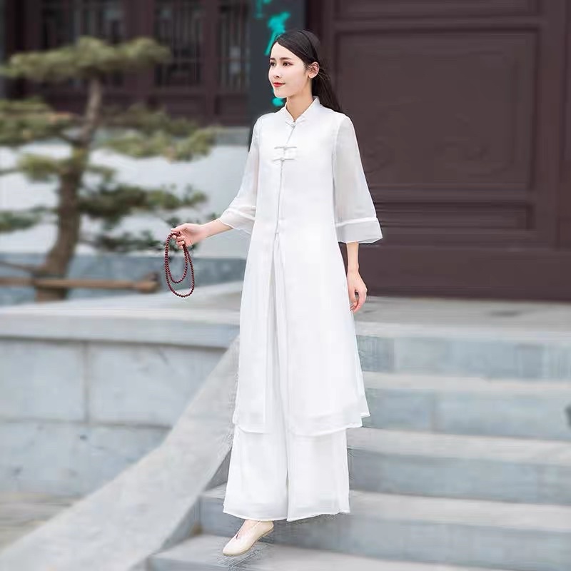 Bộ set kiểu trung hoa pháp phục boho vintage cổ trang hán phục thiền chay đi lễ chùa trà đạo đồng phục spa