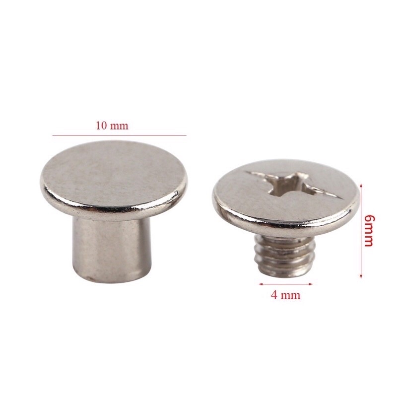set (100pcs) vit ren inox cho thắt lưng da bò, dây nịt da bò