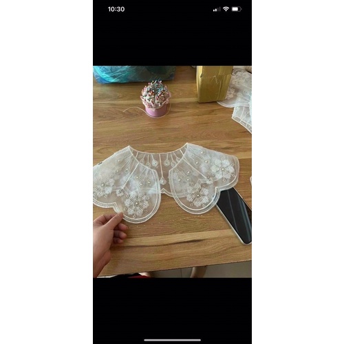 cổ áo đính đá trang trí đầm