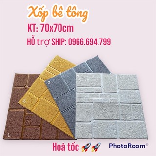 Xốp dán tường giả Bê tông 6mm 70x70cm - Loại nội địa TQ