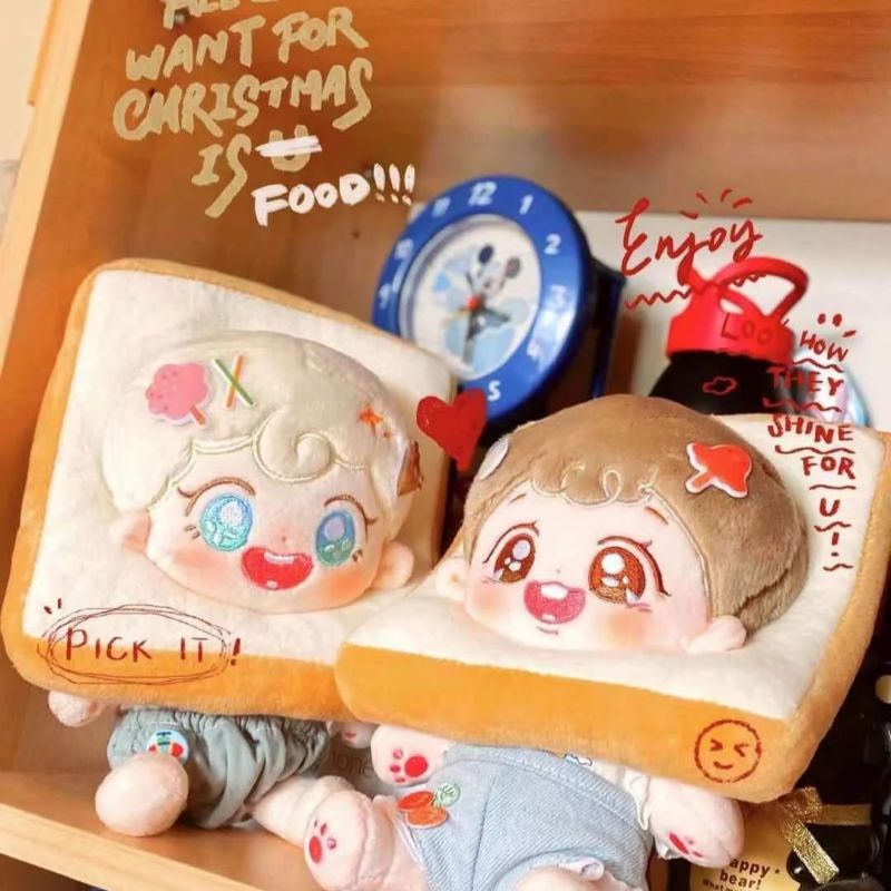 Mũ bánh mì, gối bánh mì, mũ đùi gà trang trí cho doll, búp bê, doll 10, 15, 20cm