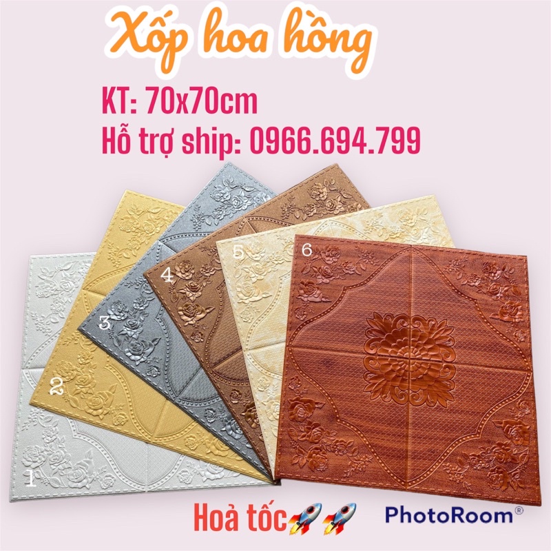 Xốp dán tường 3D cổ điển vân hoa hồng 70x70cm- Cực đẹp cực độc đáo - Loại 1