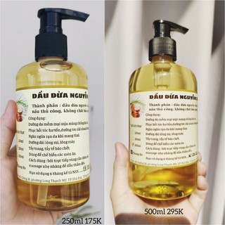 Dầu dừa nguyên chất nhà làm 100ml / 250ml / 500ml