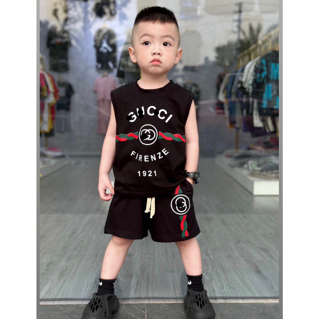 Bộ áo tank top Frizem cho bé trai , set áo ba lỗ quần short trẻ em unisex hekids