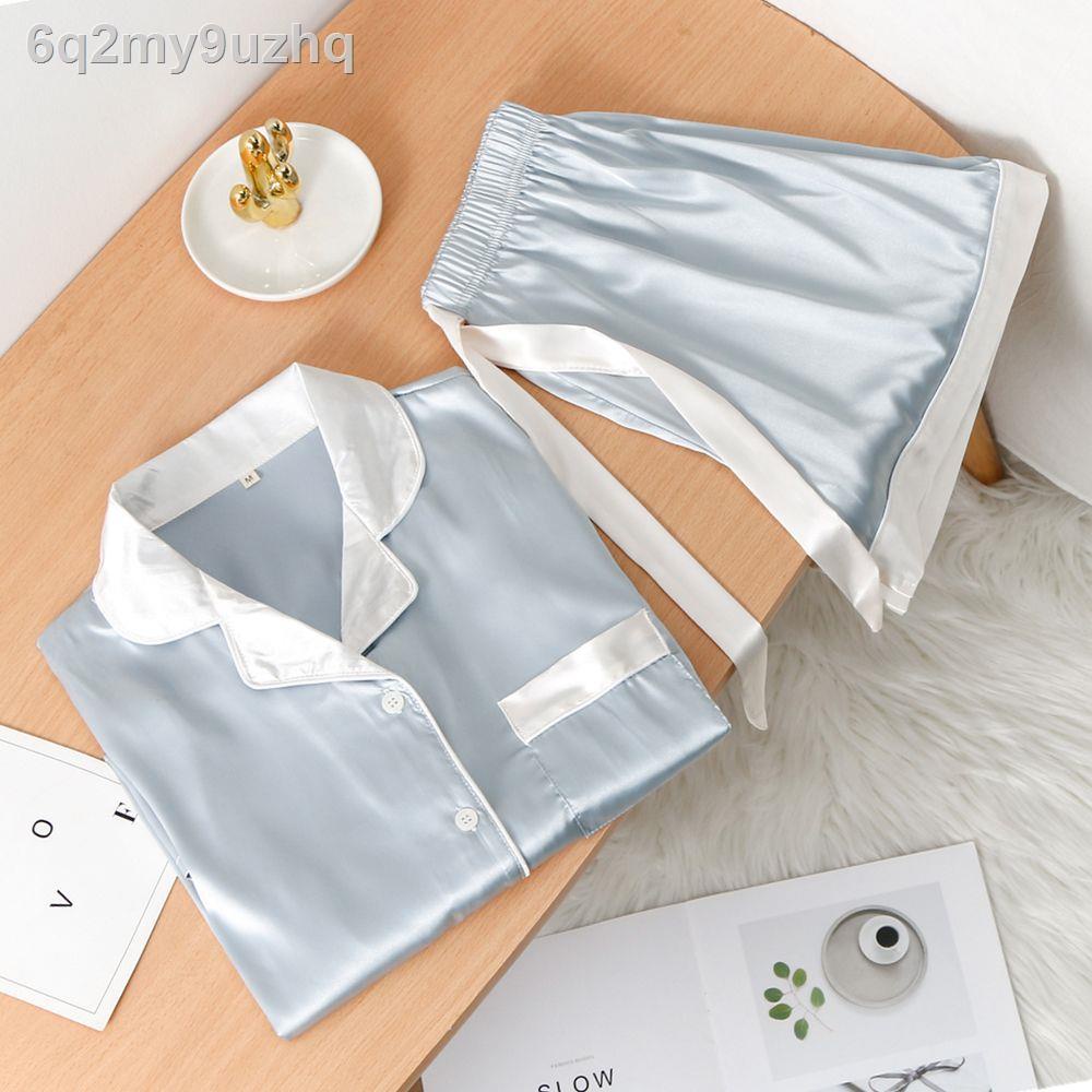 ✉✚Bộ đồ ngủ hai mảnh lụa băng mỏng mùa hè ngắn tay phiên bản Hàn Quốc của xuân và gợi cảm đơn giản cộng với d