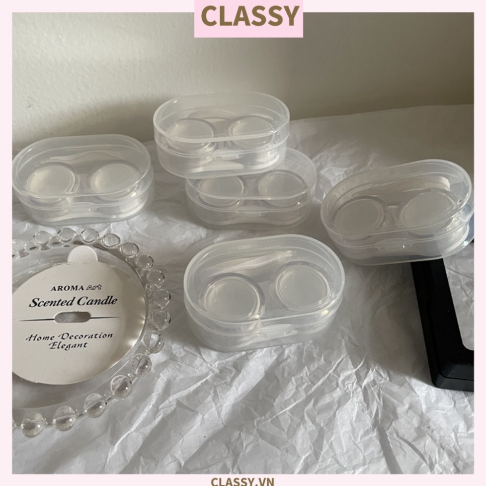 Classy Hộp đựng kính áp tròng đơn sắc tối giản kèm gương giành cho người tập nữ mến mộ style minimalism PK1691