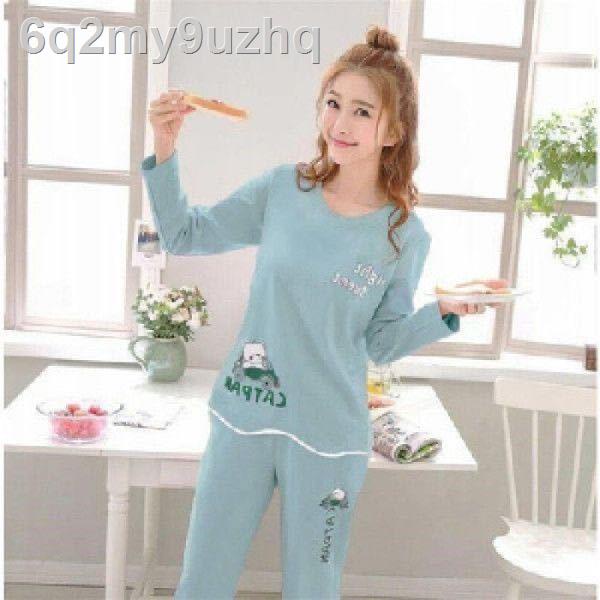 (Mới về)◎❀Bộ đồ ngủ dài tay mùa xuân và thu của phụ nữ hè phiên bản Hàn Quốc có thể được mặc bên ngoài phục vụ tại nhà