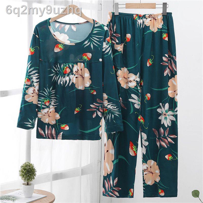 △Bộ đồ ngủ cao cấp của mẹ trẻ mùa hè dài tay size lớn phiên bản Hàn Quốc dành cho người trung niên và già