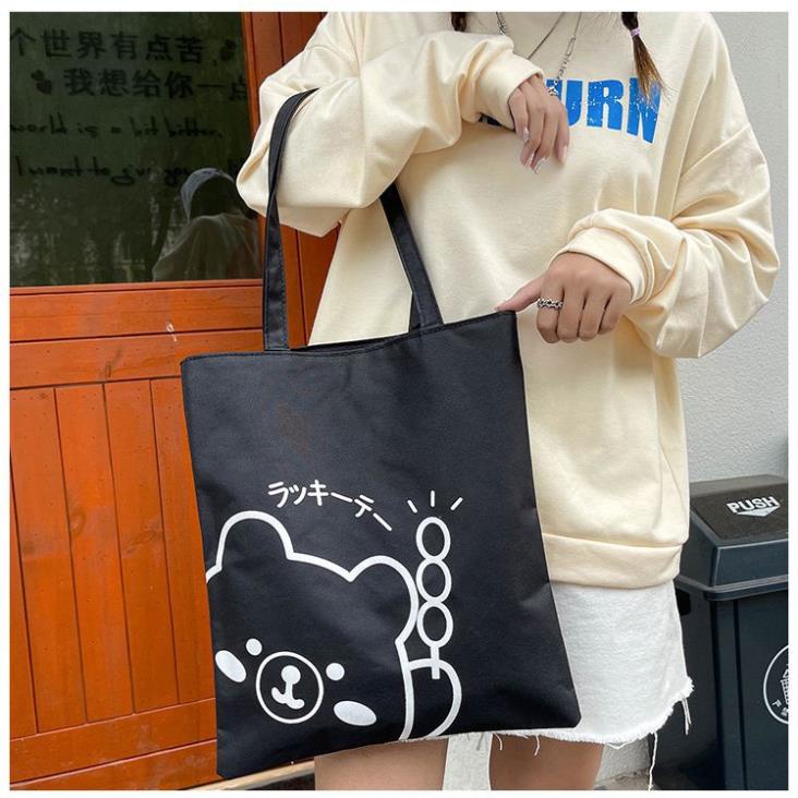 Túi xách vải totebag canvas có khóa kéo túi vải giá rẻ đi học đeo vai tote bag nL.Store T01