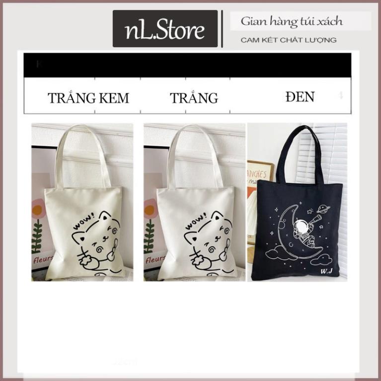 Túi xách vải totebag canvas có khóa kéo túi vải giá rẻ đi học đeo vai tote bag nL.Store T01