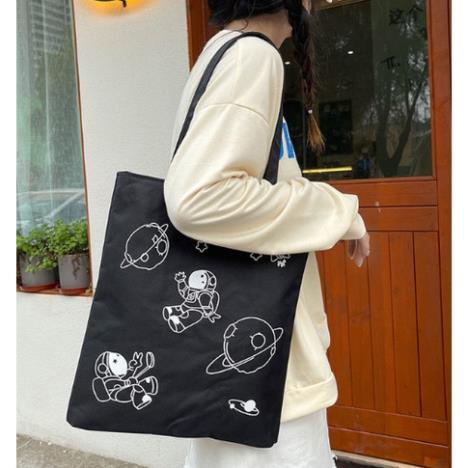 Túi xách vải totebag canvas có khóa kéo túi vải giá rẻ đi học đeo vai tote bag nL.Store T01