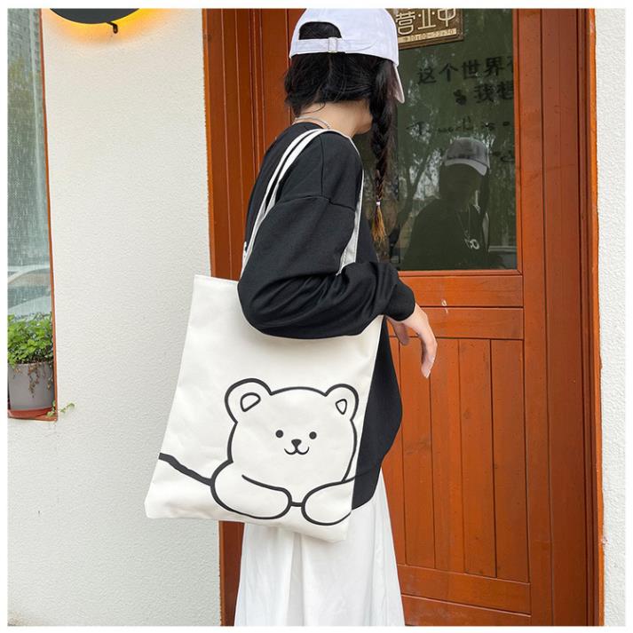 Túi tote bag túi vải canvas giá rẻ totebag cặp đi học có khóa kéo đeo vai đựng sách vở unisex Totte.Store | BigBuy360 - bigbuy360.vn