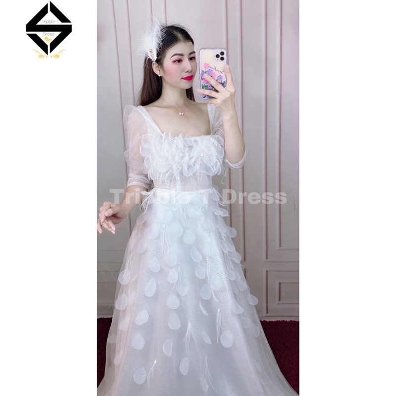 Đầm xoè mặc cưới nhẹ nhàng TRIPBLE T DRESS kết cánh hoa rơi - size S/M/L