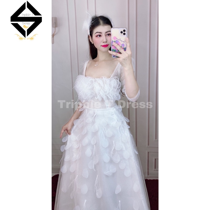 Đầm xoè mặc cưới nhẹ nhàng TRIPBLE T DRESS kết cánh hoa rơi - size S/M/L