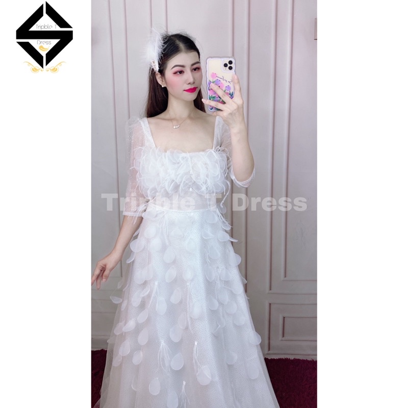 Đầm xoè mặc cưới nhẹ nhàng TRIPBLE T DRESS kết cánh hoa rơi - size S/M/L