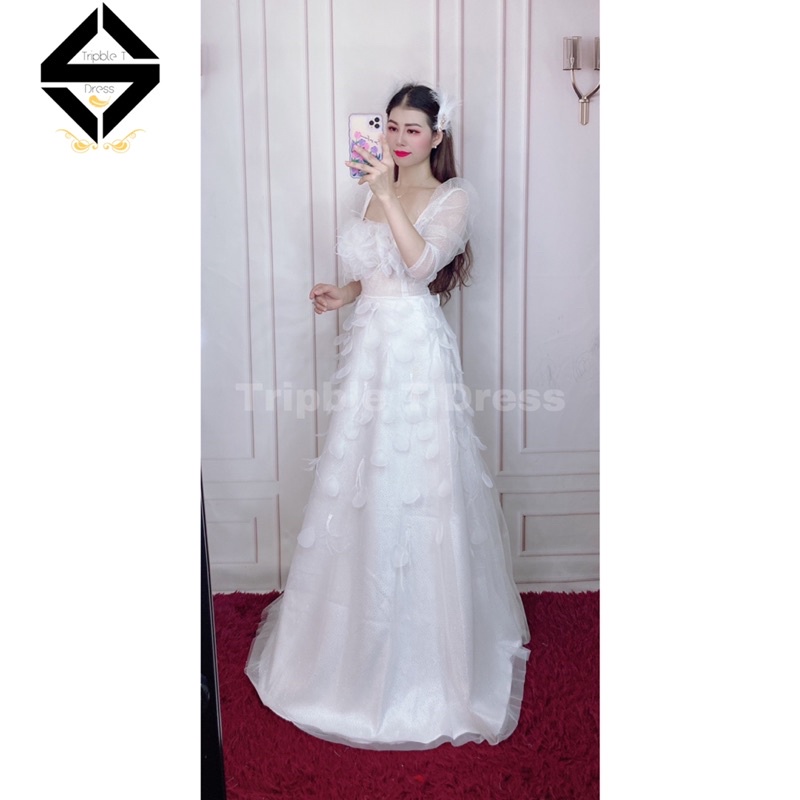 Đầm xoè mặc cưới nhẹ nhàng TRIPBLE T DRESS kết cánh hoa rơi - size S/M/L
