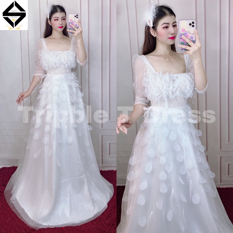 Đầm xoè mặc cưới nhẹ nhàng TRIPBLE T DRESS kết cánh hoa rơi - size S/M/L