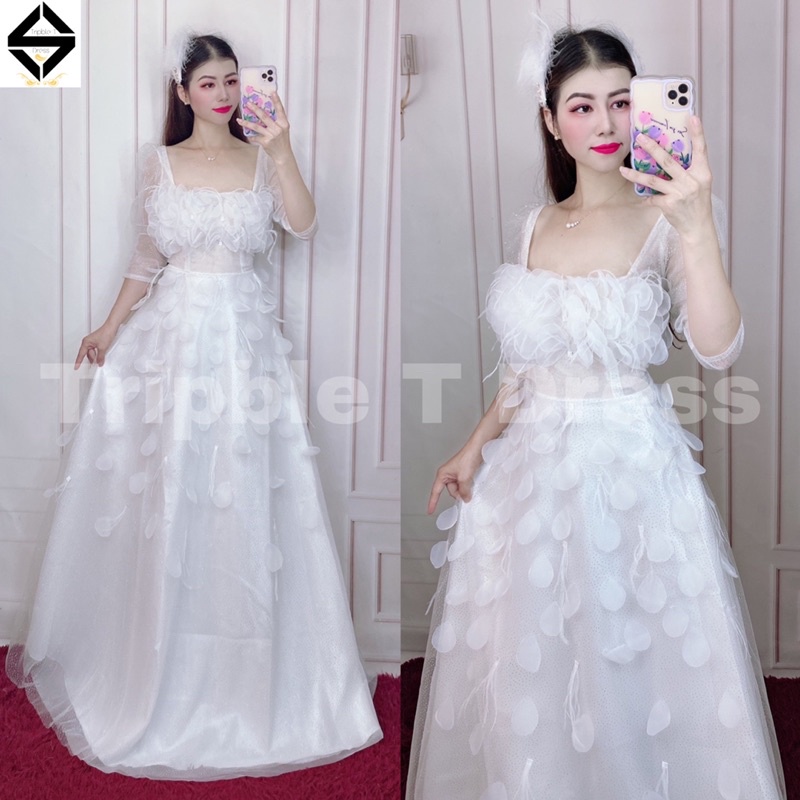 Đầm xoè mặc cưới nhẹ nhàng TRIPBLE T DRESS kết cánh hoa rơi - size S/M/L