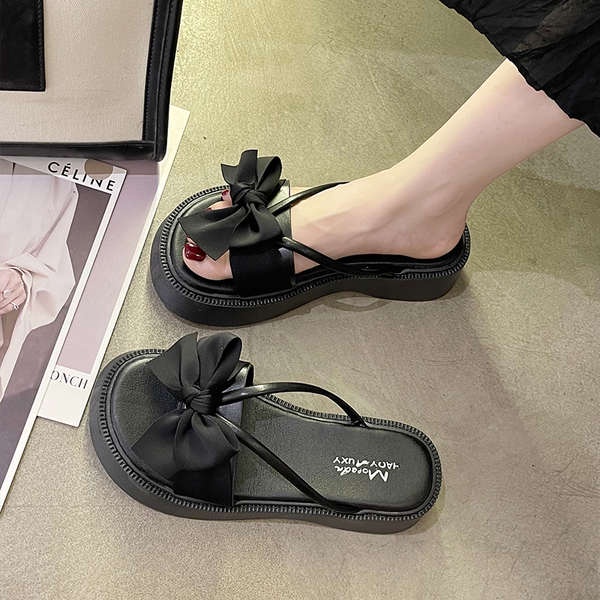 Dép sandal nữ dép đi trong nhà thắt nơ thời trang đế dày kiểu Pháp