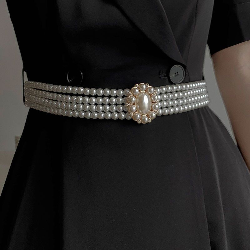Thắt Lưng Dây Xích Phối Hạt Ngọc Trai Đơn Giản Phong Cách Hán Phục Cổ Điển Cho Nữ Mặc Đầm