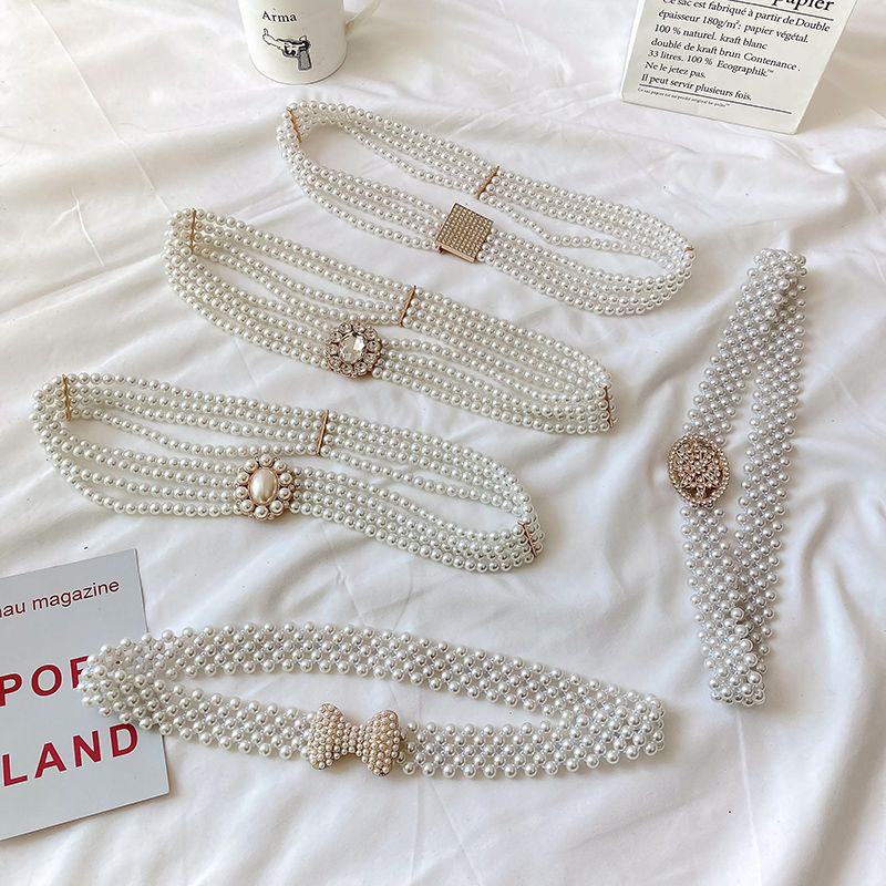 Thắt Lưng Dây Xích Phối Hạt Ngọc Trai Đơn Giản Phong Cách Hán Phục Cổ Điển Cho Nữ Mặc Đầm