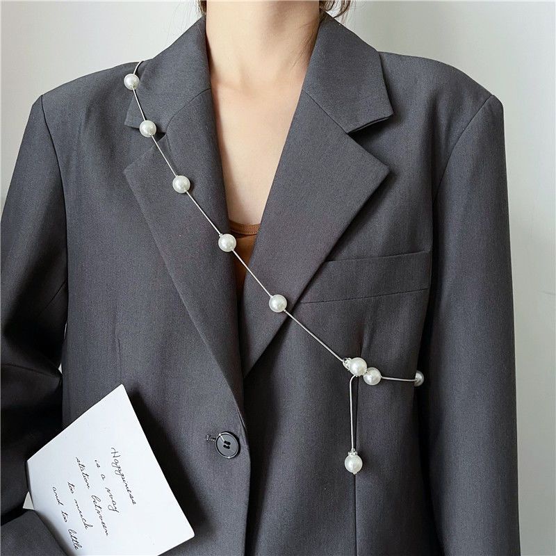 Thắt Lưng Chuỗi Hạt Ngọc Trai Kim Loại Đơn Giản Thời Trang Dành Cho Nữ