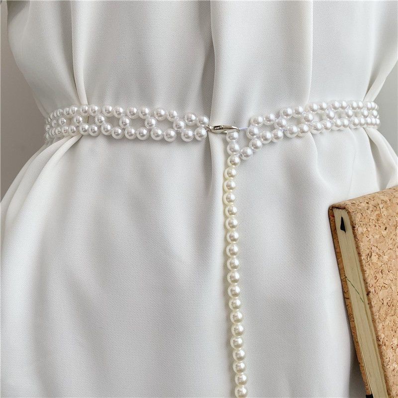 Thắt Lưng Đính Hạt Ngọc Trai Phong Cách Hàn Quốc Cho Nữ