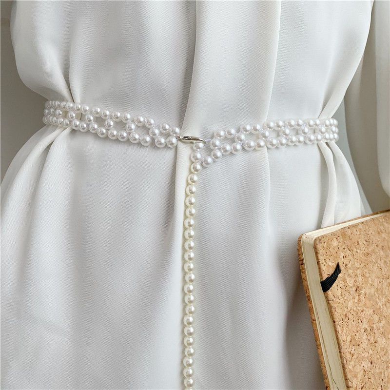 Thắt Lưng Đính Hạt Ngọc Trai Phong Cách Hàn Quốc Cho Nữ