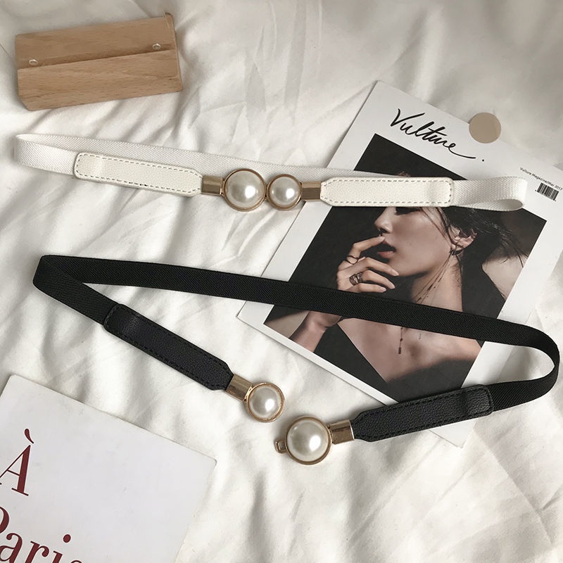 Thắt Lưng Chuỗi Hạt Ngọc Trai Co Giãn Phong Cách Hàn Quốc Thời Trang Cho Nữ