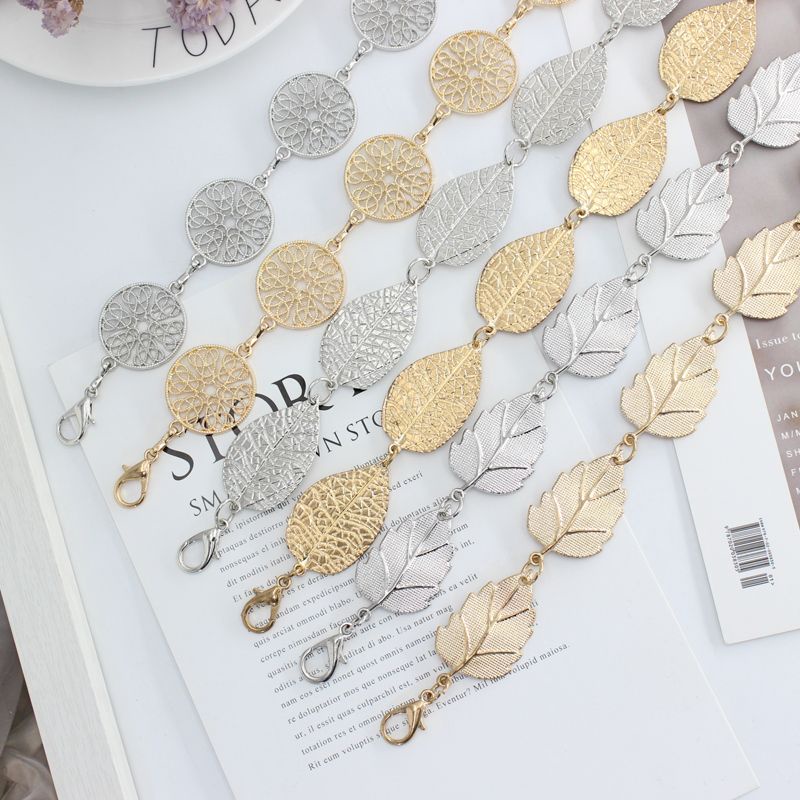 Thắt Lưng Dây Xích Kim Loại Hình Chiếc Lá Đơn Giản Thời Trang Xuân Hè Cho Nữ