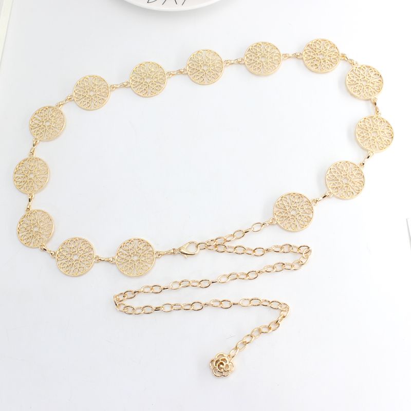 Thắt Lưng Dây Xích Kim Loại Hình Chiếc Lá Đơn Giản Thời Trang Xuân Hè Cho Nữ