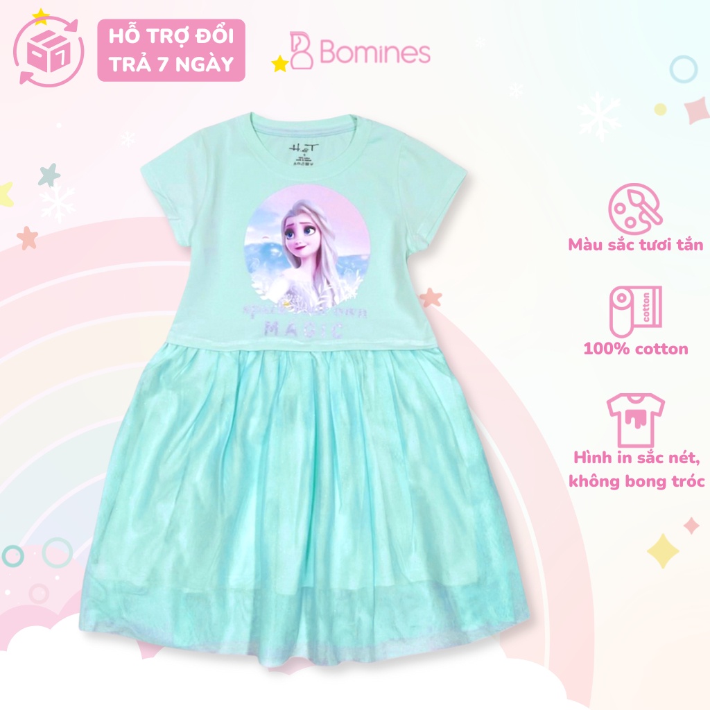 Váy bé gái công chúa Elsa BOMINES phối lưới cho bé từ 3- 10 tuổi khoảng 12- 30kg DTNELSATUNGLUOI98