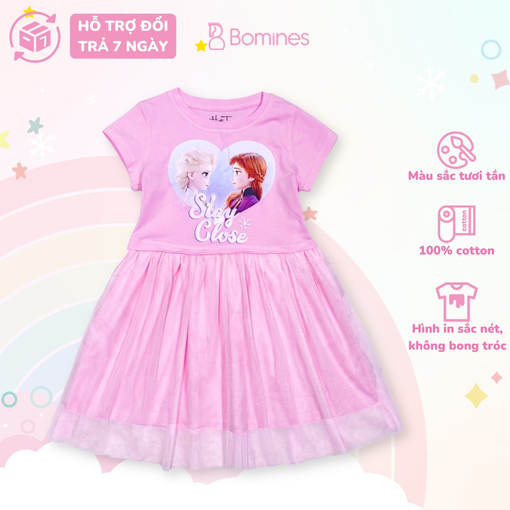 Váy bé gái công chúa Elsa BOMINES phối lưới cho bé từ 3- 10 tuổi khoảng 12- 30kg DTNELSATUNGLUOI98