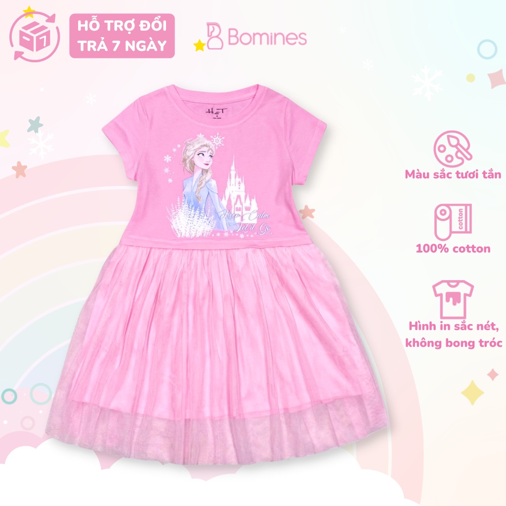 Váy bé gái công chúa Elsa BOMINES phối lưới cho bé từ 3- 10 tuổi khoảng 12- 30kg DTNELSATUNGLUOI98
