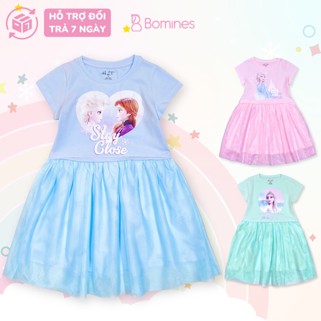 Váy bé gái công chúa Elsa BOMINES phối lưới cho bé từ 3- 10 tuổi khoảng 12- 30kg DTNELSATUNGLUOI98