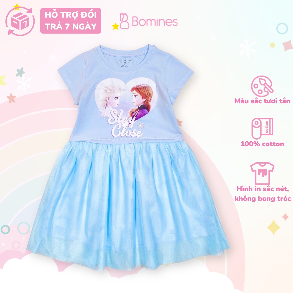 Váy bé gái công chúa Elsa BOMINES phối lưới cho bé từ 3- 10 tuổi khoảng 12- 30kg DTNELSATUNGLUOI98