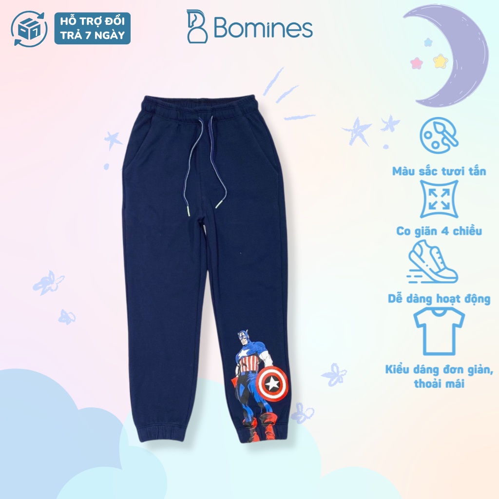 Quần dài bé trai- Jogger BOMINES, siêu anh hùng cho bé 3- 10 tuổi, 14- 30kg QDBTJOGGERSIEUANHUNG