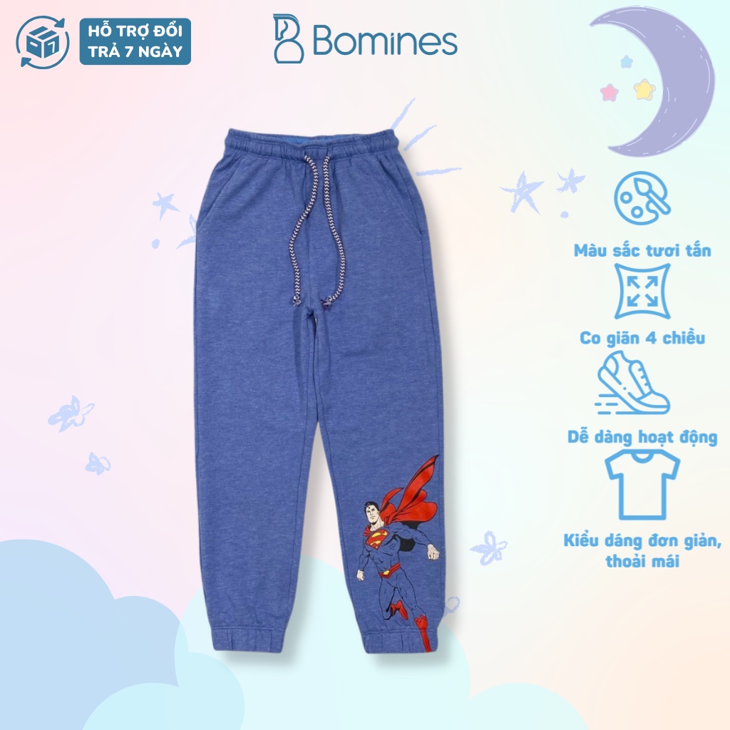 Quần dài bé trai- Jogger BOMINES, siêu anh hùng cho bé 3- 10 tuổi, 14- 30kg QDBTJOGGERSIEUANHUNG