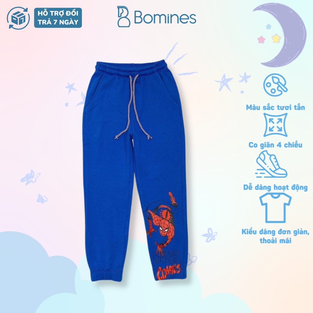 Quần dài bé trai- Jogger BOMINES, siêu anh hùng cho bé 3- 10 tuổi, 14- 30kg QDBTJOGGERSIEUANHUNG