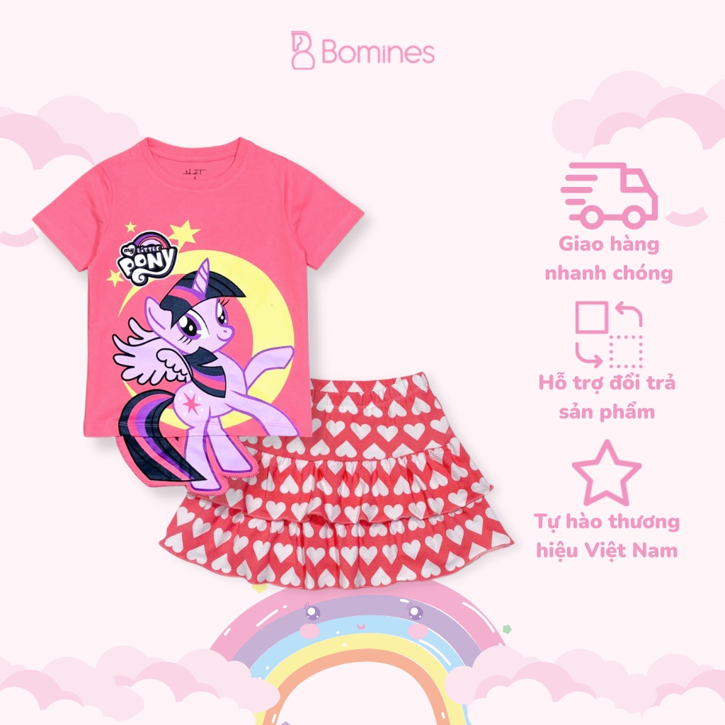 Váy bé gái Unicorn Pony BOMINES, thun cotton thoáng mát cho bé 3- 10 tuổi, 12- 30kg SETCHANVAYUNIPONY