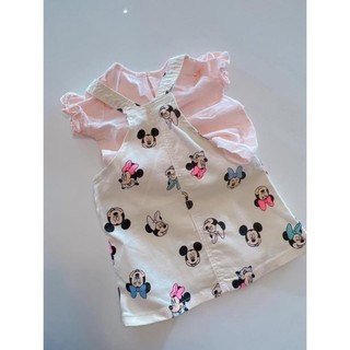 Set váy yếm mickey kèm áo hồng cho bé siêu xinh