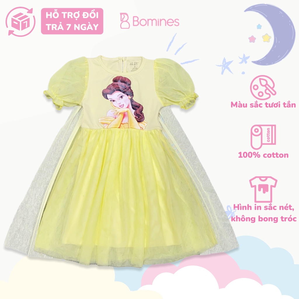 Váy công chúa Elsa BOMINES,tay phồng, tùng xòe lót lưới cho bé gái 2- 10 tuổi, 10- 30kg DTNDAMTAYPHONGLUOISAULUNG