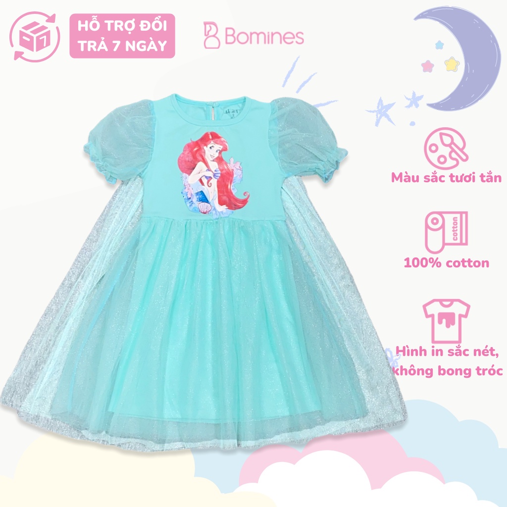 Váy công chúa Elsa BOMINES,tay phồng, tùng xòe lót lưới cho bé gái 2- 10 tuổi, 10- 30kg DTNDAMTAYPHONGLUOISAULUNG