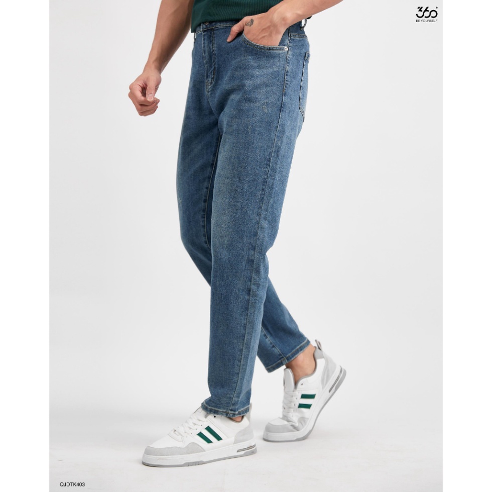 Quần Jean Nam Dáng Tapered Màu Xanh Navy Thương Hiệu - QJDTK403