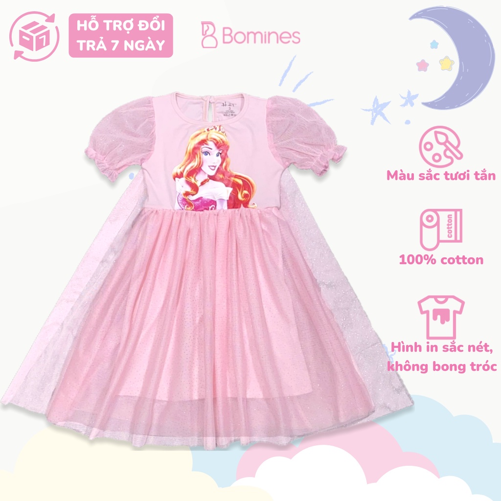 Váy công chúa Elsa BOMINES,tay phồng, tùng xòe lót lưới cho bé gái 2- 10 tuổi, 10- 30kg DTNDAMTAYPHONGLUOISAULUNG