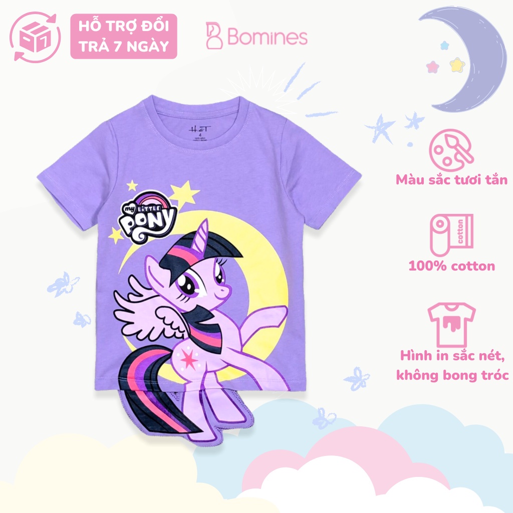 Áo thun bé gái BOMINES, hình Pony vịt Daisy chất thun cotton thoáng mát xinh xắn cho bé 3- 12 tuổi, 12- 30kg ATNBGPONY