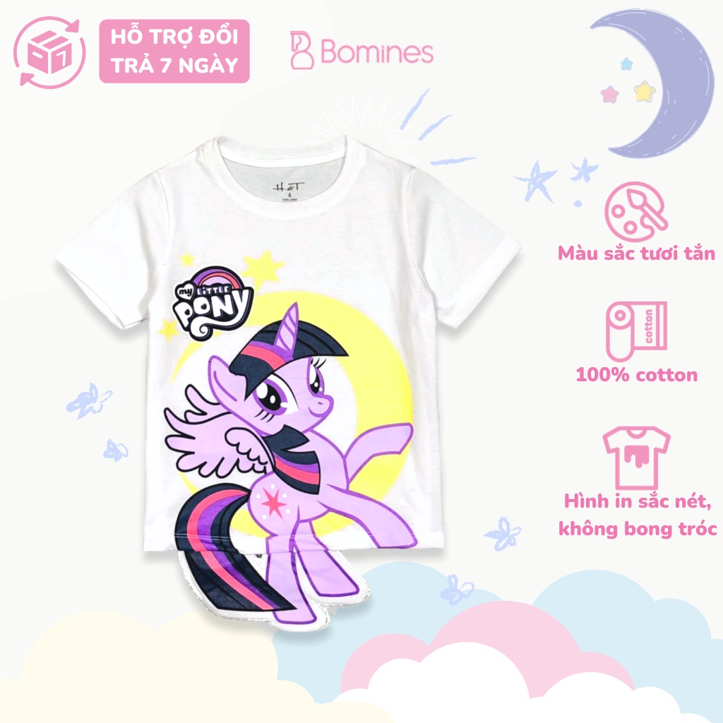 Áo thun bé gái BOMINES, hình Pony vịt Daisy chất thun cotton thoáng mát xinh xắn cho bé 3- 12 tuổi, 12- 30kg ATNBGPONY