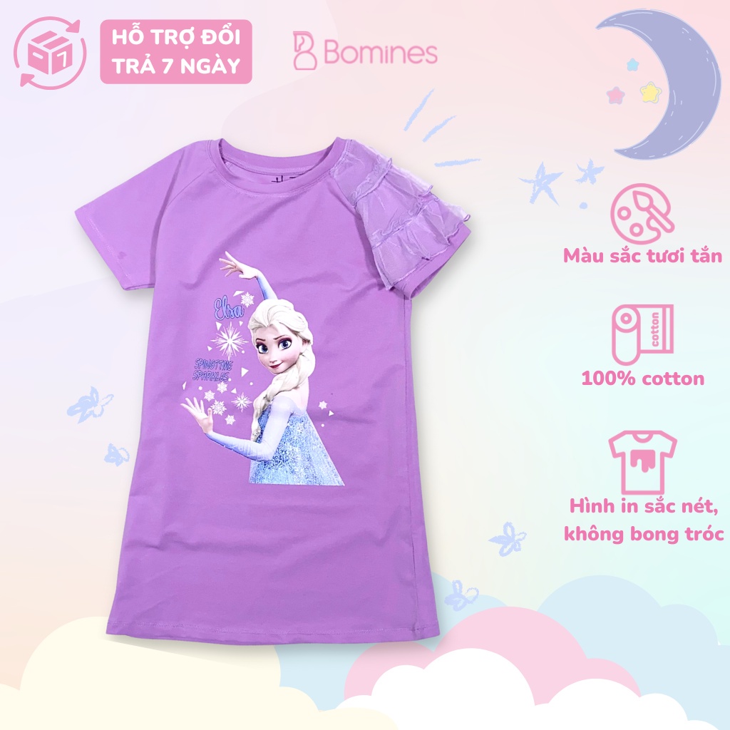 Váy bé gái công chúa Elsa BOMINES, dáng suông đủ màu đủ size cho bé 10- 30kg DTNELSATAYLUOI