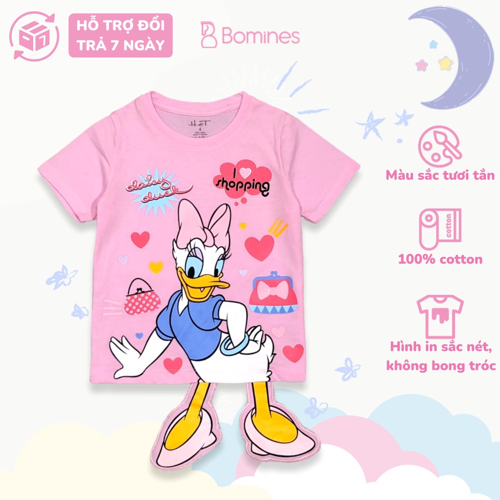 Áo thun bé gái BOMINES, hình Pony vịt Daisy chất thun cotton thoáng mát xinh xắn cho bé 3- 12 tuổi, 12- 30kg ATNBGPONY