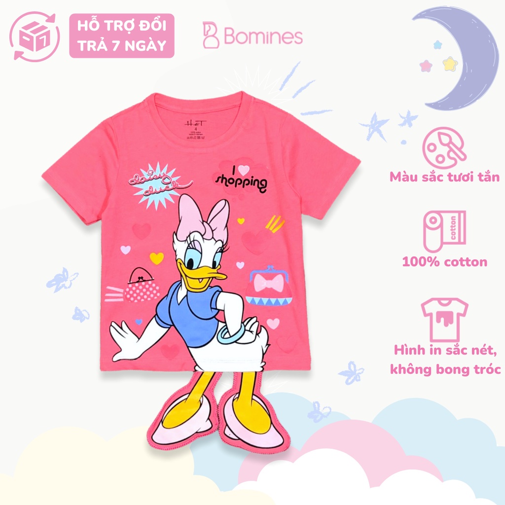 Áo thun bé gái BOMINES, hình Pony vịt Daisy chất thun cotton thoáng mát xinh xắn cho bé 3- 12 tuổi, 12- 30kg ATNBGPONY